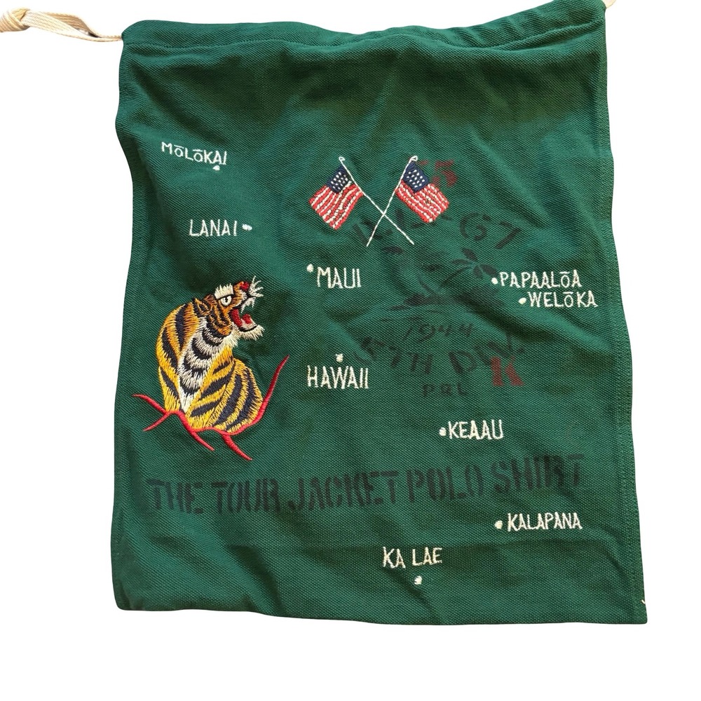 Polo Ralph Lauren Hawaii Tour Jacket Polo Shirt Tiger Embroidered Black Green L - Picture 3 of 12